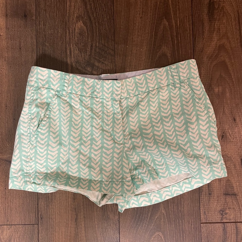 Teal and white JCrew Women’s Chino Shorts